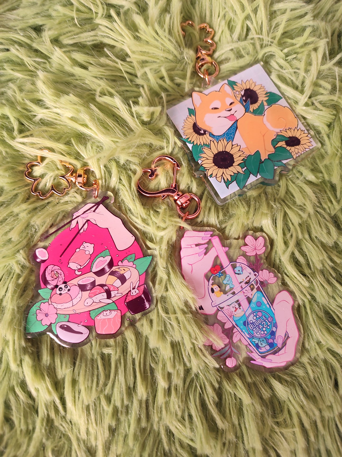 Japan & Korea Inspired Acryilic Glitter Keychains