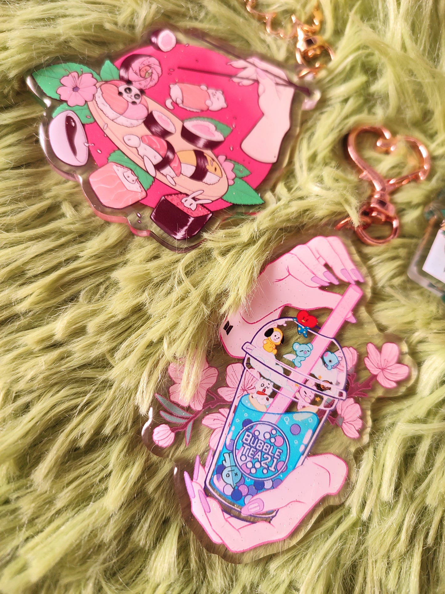 Japan & Korea Inspired Acryilic Glitter Keychains