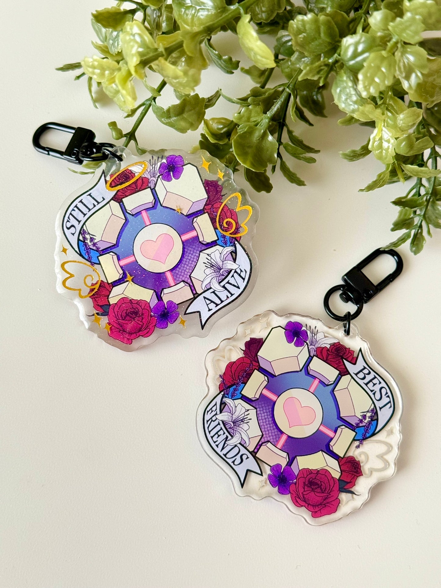 PORTAL 2 COMPANION CUBE Golden Foil keychain