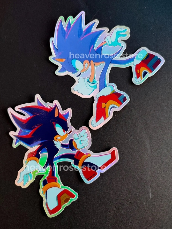 Sonic & Shadow holographic vinyl stickers