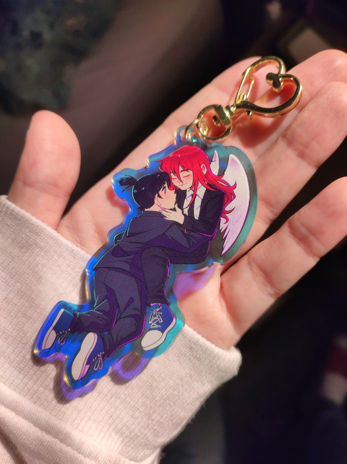 Aki x Angel Chainsaw Man Holographic Keychains