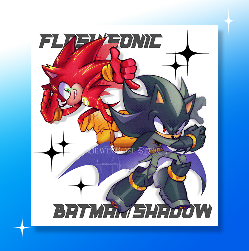 Sonic x Shadow as Flash and Batman DC Comics Print