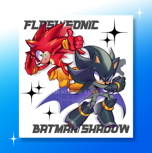 Sonic x Shadow as Flash and Batman DC Comics Print