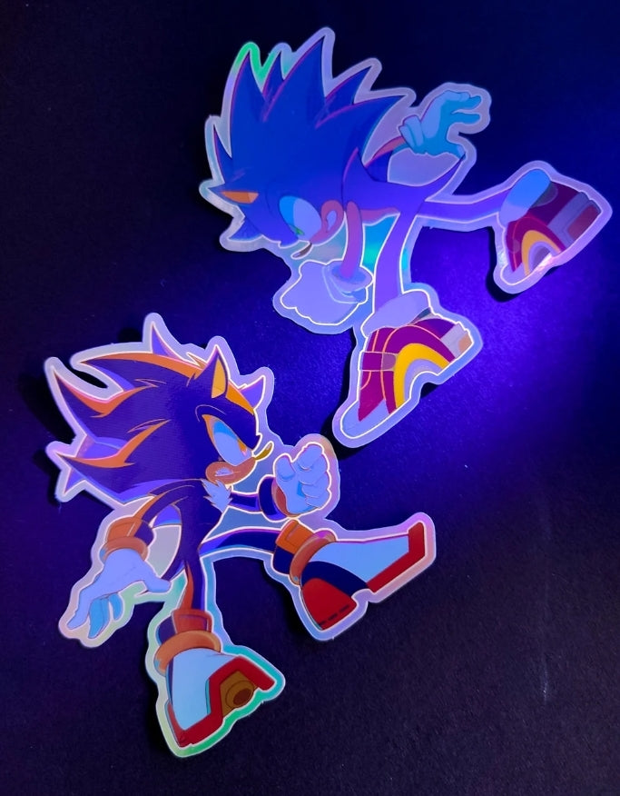 Sonic & Shadow holographic vinyl stickers